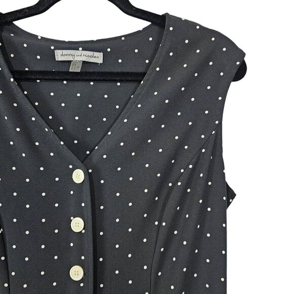 Danny And Nicole Sleeveless Wide Leg Polka Dot Black Jumpsuit - Picture 3 of 7